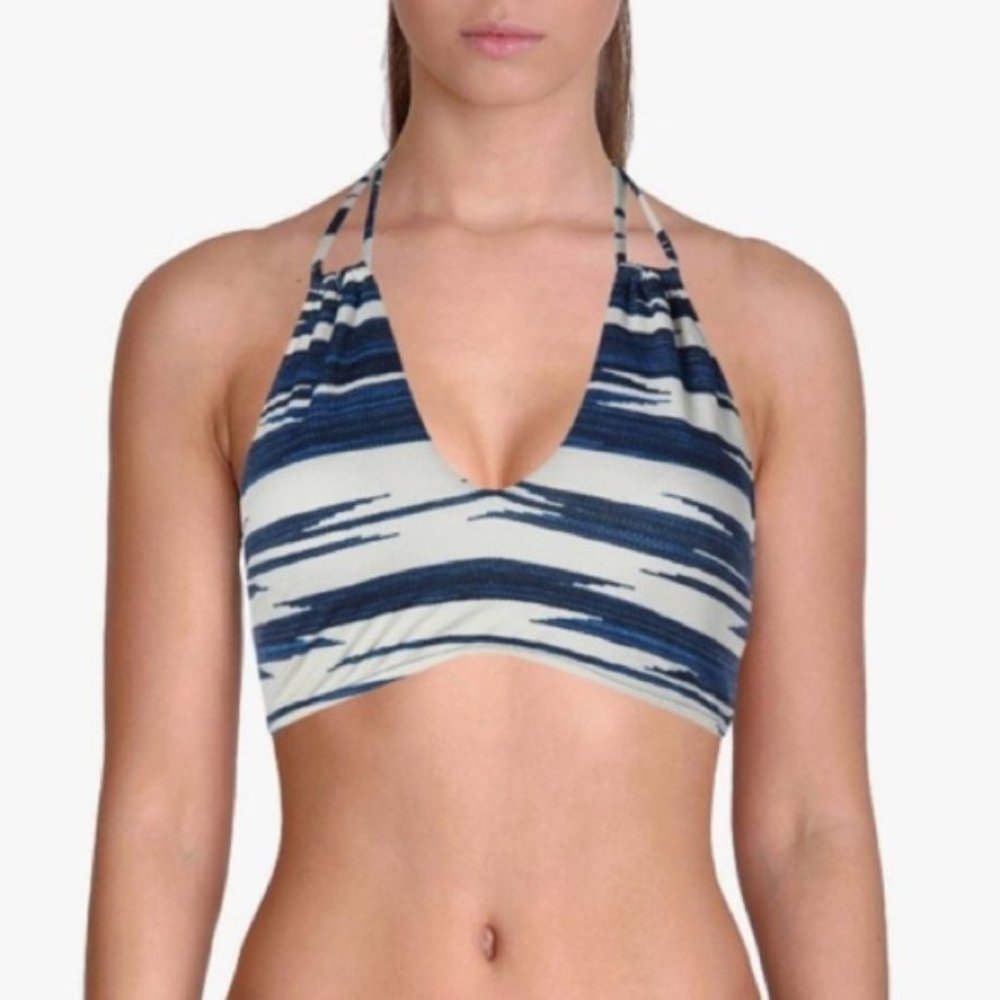 RALPH LAUREN POLO WHITE BLUE STRIPED HALTER BIKINI TOP NWOT